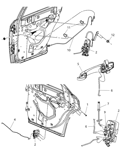 2006 Chrysler 300 Link Inside Handle To Latch Rear Door Diagram for 5065446AE