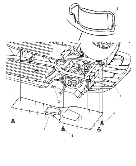 1988 Jeep Wagoneer Belly Pan Rear Diagram for 5290078AI