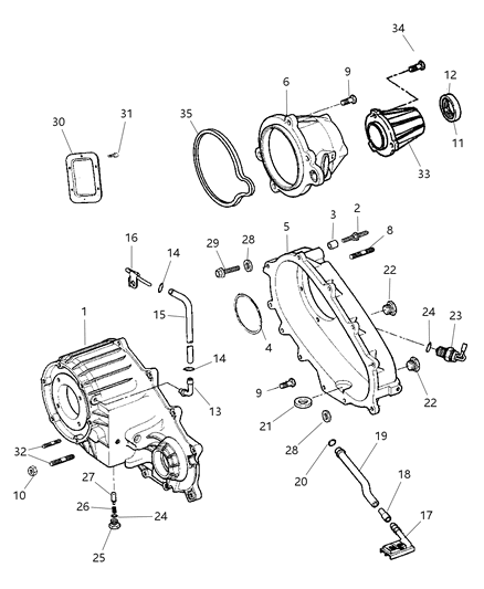 1989 Chrysler Conquest Case Transfer Rear Diagram for 4883944AA