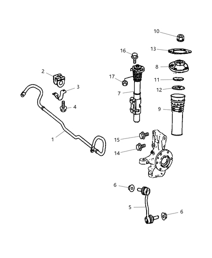 Retainer Stabilizer Bar Grommet Diagram for 68013719AA