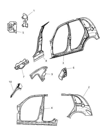 2008 Chrysler PT Cruiser Baffle Trough Diagram for 5027098AC