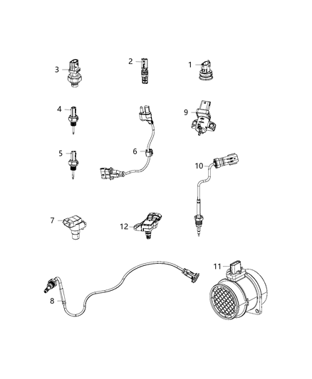 Sensor Exhaust Temperature Turbo Outlet Temperature Diagram for 68211218AA
