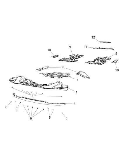 1988 Dodge B350 Belly Pan Front Diagram for 68202632AC