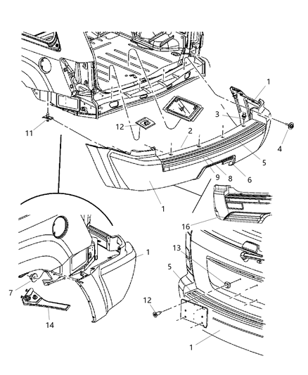 Clip Fascia Under Tail Lamps Diagram for 5159077AA