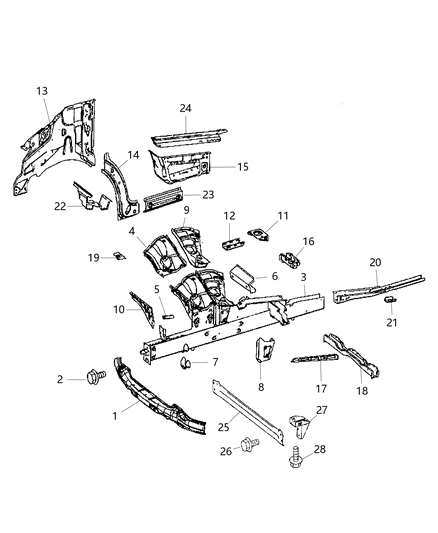 Panel Fender Diagram for 68006280AA