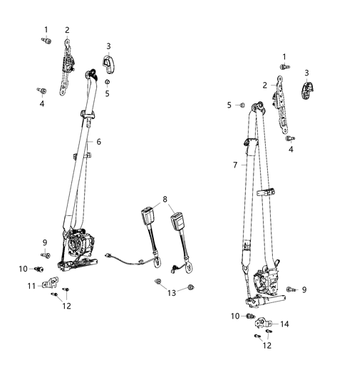 1988 Jeep J20 Belt And Retractor Front Seat Right Diagram for 6AC48TX7AH