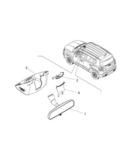 2007 Jeep Compass Cover Inside Mirror Diagram for 5UW32LXHAA