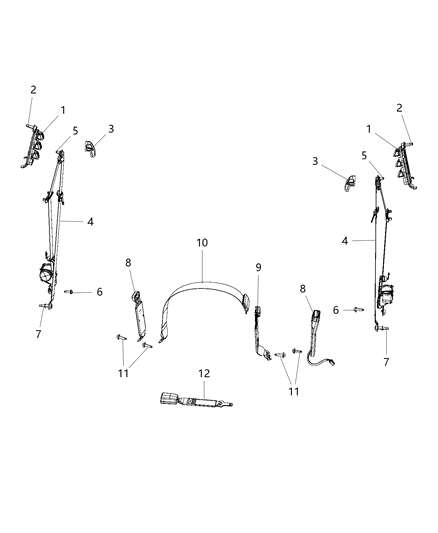 Seat Belt Front Outer Diagram for 5KS791X9AA
