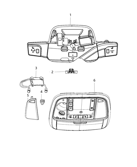 2010 Jeep Commander Console Overhead Diagram for 1VS371L1AE