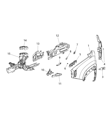 2020 Jeep Compass Rail Frame Front Diagram for 68405485AA