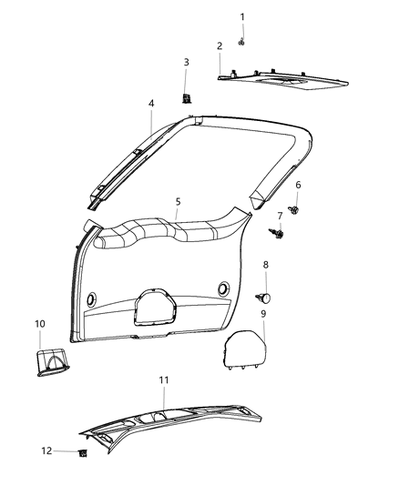 1987 Dodge Ram 50 Molding Rear Header Upper Diagram for 6DF23DX9AA