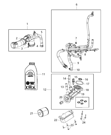 1991 Jeep Cherokee Hose Heater Supply And Return Assembly Diagram for 68252175AB