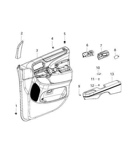 1988 Dodge Ram 50 Panel Front Door Trim Diagram for 1YJ99BD1AA