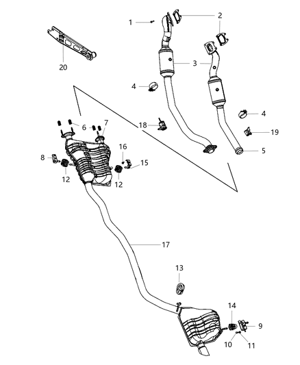 Bracket Exhaust Hanger Diagram for 68056524AB