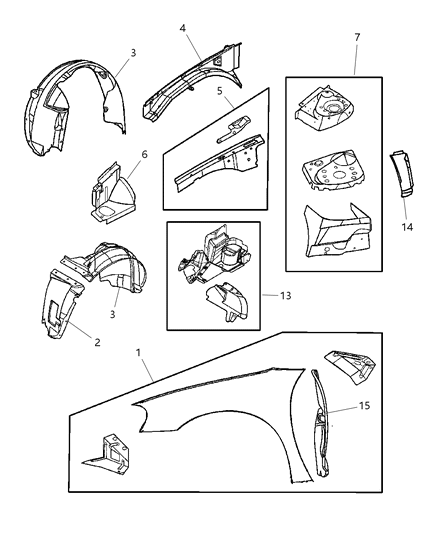1992 Dodge Grand Caravan Shield Fender Diagram for 4878647AC