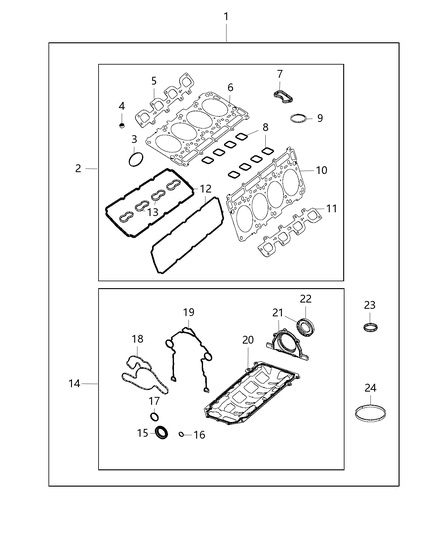 Gasket Kit Engine Upper Diagram for 68196239AB