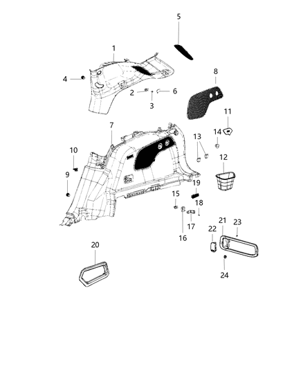2019 Chrysler 300 Panel Quarter Trim Lower Diagram for 1YR66DX9AG