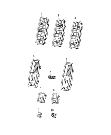 Switch And Bezel Front Door, Driver Side Diagram for 68262252AC