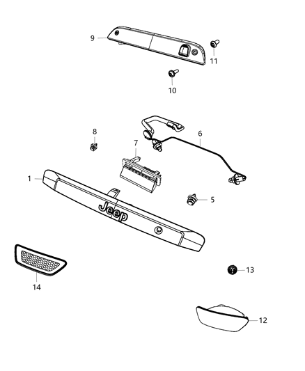 1995 Chrysler Sebring Bar Light Support Diagram for 5SE04LAUAA