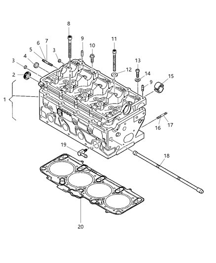 Head Cylinder Includes Items 3, 4, 7, 17 Diagram for RX001295AA