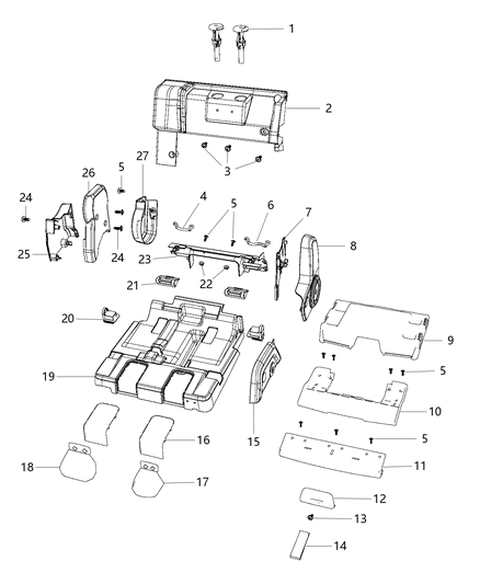 2005 Dodge Durango Shield Seat Cushion Diagram for 1LL41HL1AA