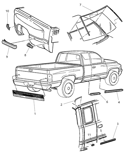 Molding Cargo Door Diagram for 55076538AB