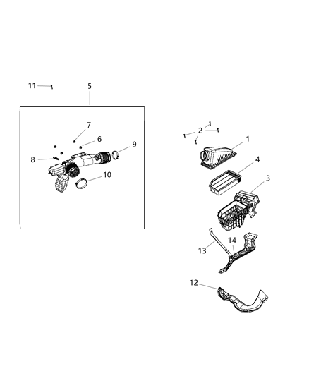 1994 Dodge Shadow Clamp Hose Clamp Diagram for 6512573AA
