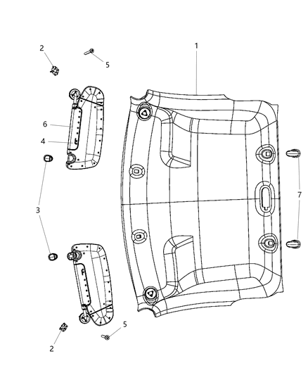 2014 Ram 3500 Headliner Diagram for 5XP18BD1AB
