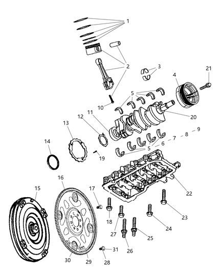Bolt Hexagon Head M10X1.00X26.00 Flywheel Diagram for 6504398