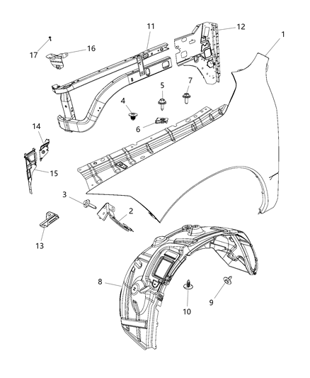 Panel Cowl Side Diagram for 68095934AC
