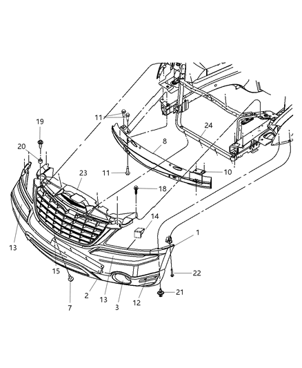 Fascia Front Upper Primed Diagram for 68001954AA
