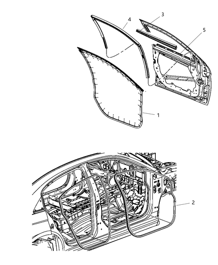 1990 Dodge D250 Weatherstrip Front Door Body Mounted Diagram for 1DZ06XXXAE
