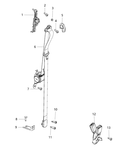 1988 Dodge Ram 50 Seat Belt Rear Includes Upper & Lower Mounting Bolts Diagram for ZV70DX9AE