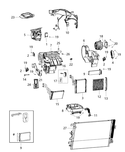 2021 Jeep Cherokee Evaporator A/C Diagram for 68223040AB