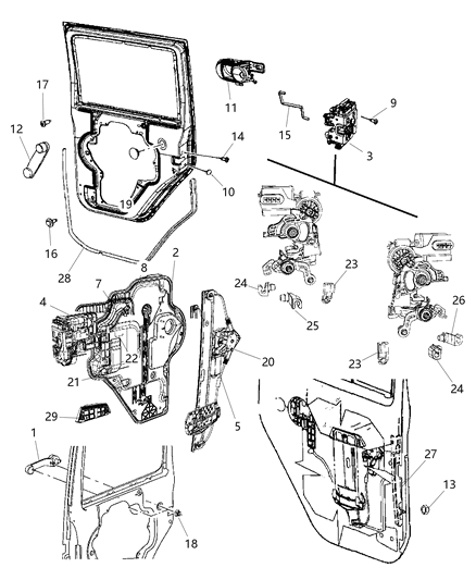 Latch Rear Door Diagram for 4589022AF