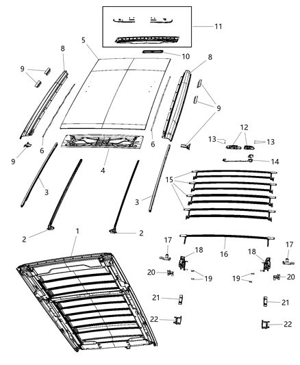 1984 Dodge Ramcharger Rail Top, Driver Side Diagram for 6NY05TZZAA