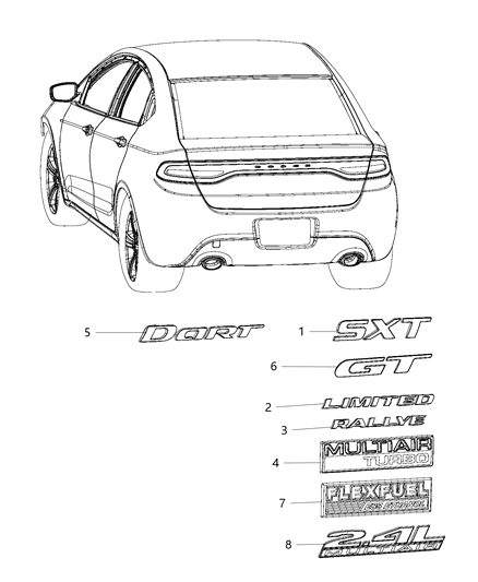 Nameplate 2.4L Multiair Diagram for 68225262AA
