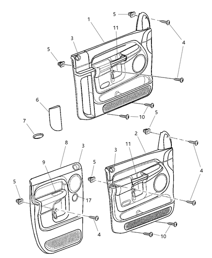 Panel Front Door Trim Diagram for 5KK111VEAA