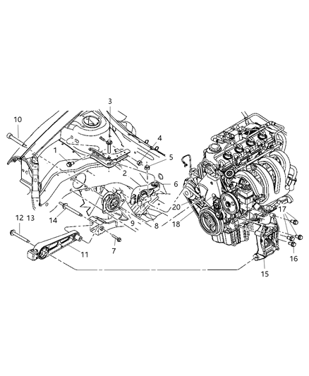 Isolator Transmission Mount Diagram for 5274903AA