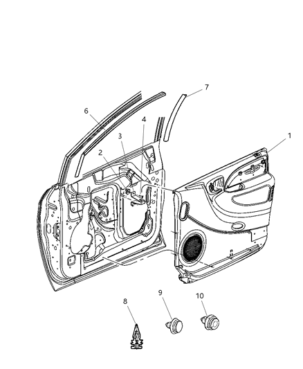 2004 Dodge Grand Caravan Panel Front Door Trim Diagram for SJ371D5AF