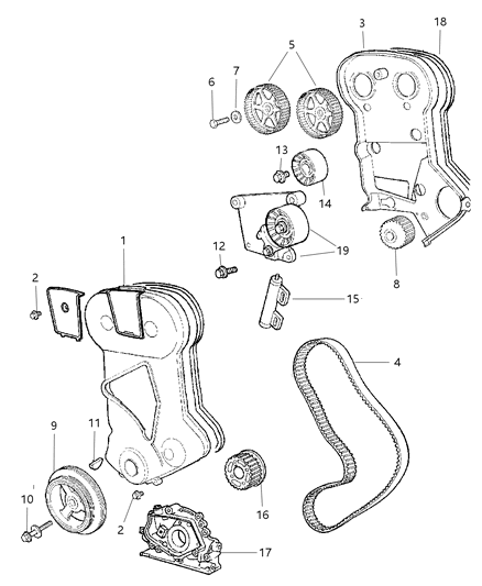 2002 Chrysler Prowler Bracket Tensioner Diagram for TBK10246