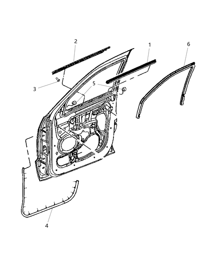 2005 Dodge Caravan Weatherstrip Front Door Belt Outer Diagram for 55399161AB