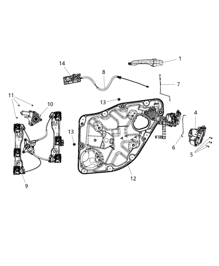 1994 Dodge Ram 1500 Link Outside Handle To Latch Rear Door Diagram for 55113646AA