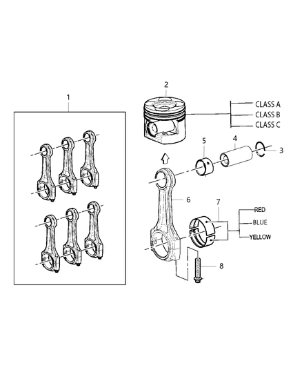 2021 Jeep Wrangler Bushing Connecting Rod Diagram for 68147232AA