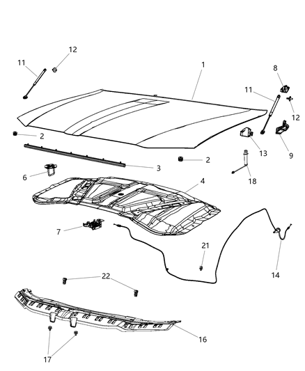 Mucket Fender To Cowl Diagram for 68040240AB