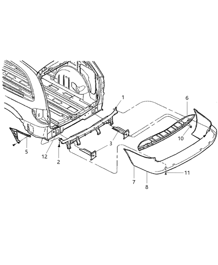 Reinforcement Rear Bumper With Absorber Diagram for 5113012AA
