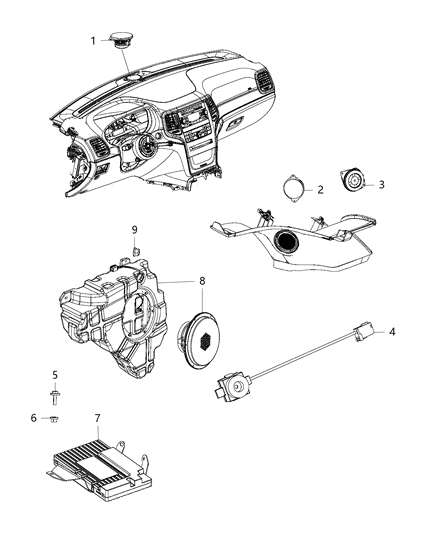 2020 Jeep Wrangler Amplifier Diagram for 68267306AB