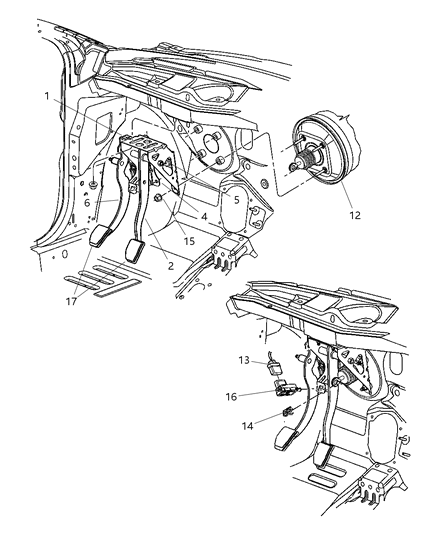 2005 Chrysler PT Cruiser Pedal Brake Diagram for 4668773AC
