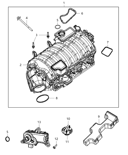 2016 Jeep Wrangler Actuator Intake Short Running Valve Diagram for 5038529AA