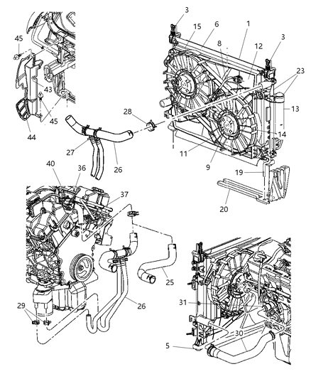 Cooler Condenser & Transmission Cooler w/ Drier Diagram for 5137693AA